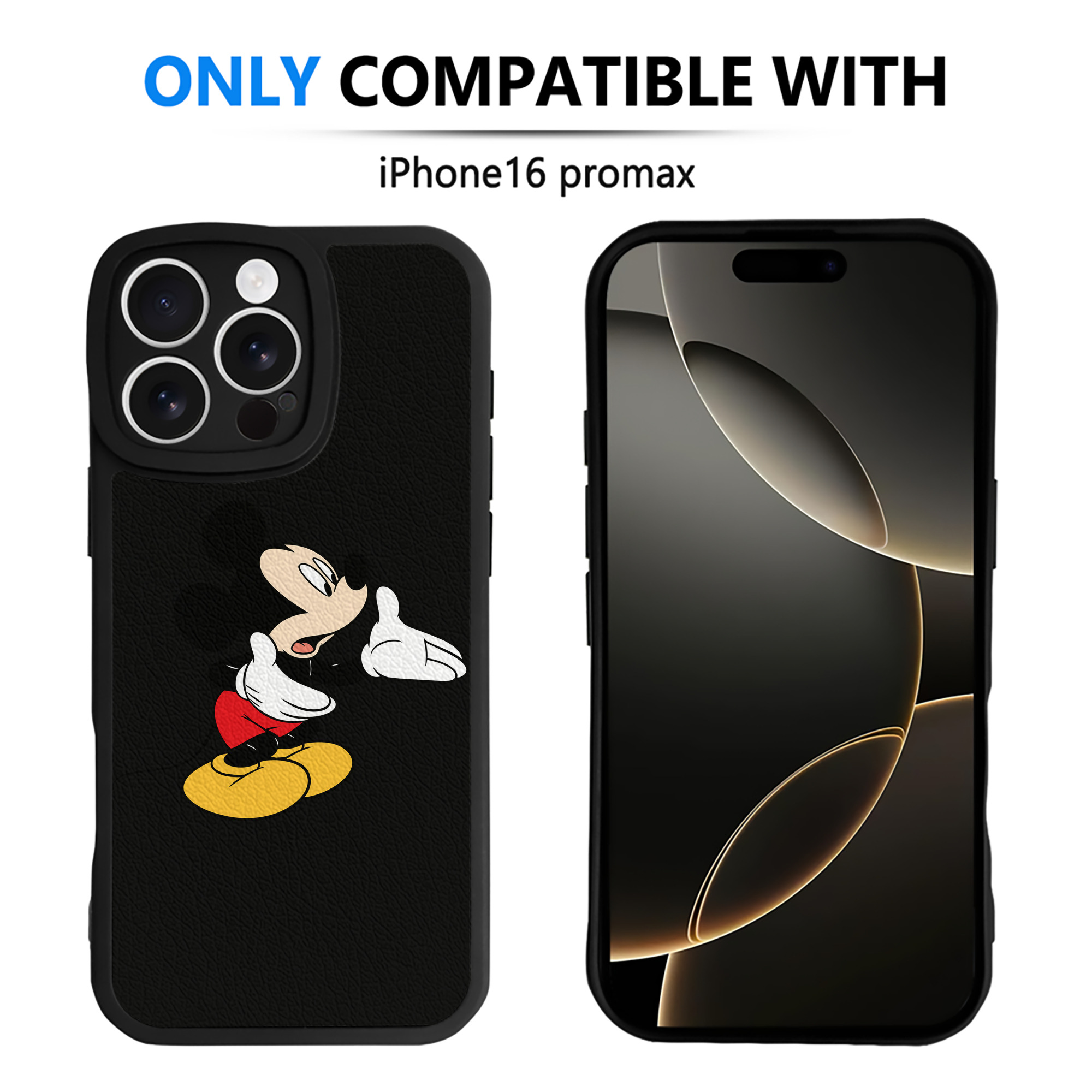 （画像用） ミッキーマウス Mickey Mouse 【iPhone 16シリーズ対応】シリコンスマホケース（レザー調） 材質：シリコン